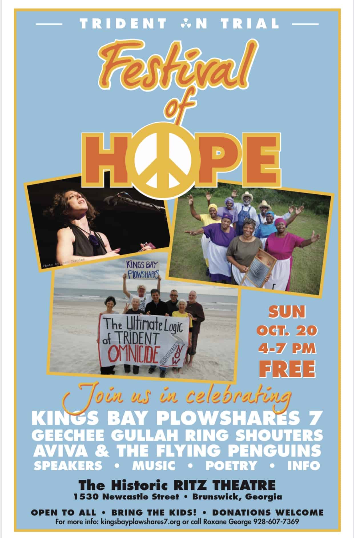 Oct. 20, Festival of Hope Brunswick, Kings Bay Plowshares 7